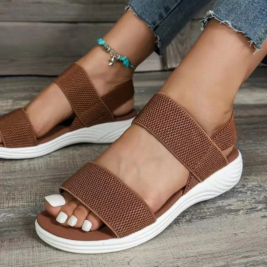 Women’s Knit Slip-On Walking Sandals – Lightweight Summer Comfort Shoes