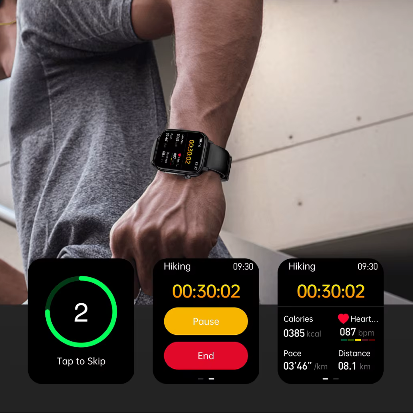 SOS Fall Detection Watch for Elderly | Emergency Call + GPS Tracking + Heart Rate & Blood Pressure | GlucoCare
