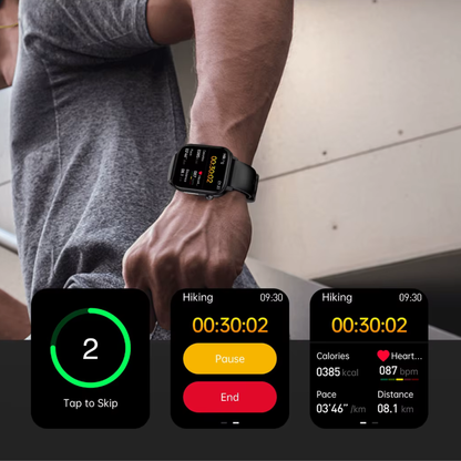 SOS Fall Detection Watch for Elderly | Emergency Call + GPS Tracking + Heart Rate & Blood Pressure | GlucoCare