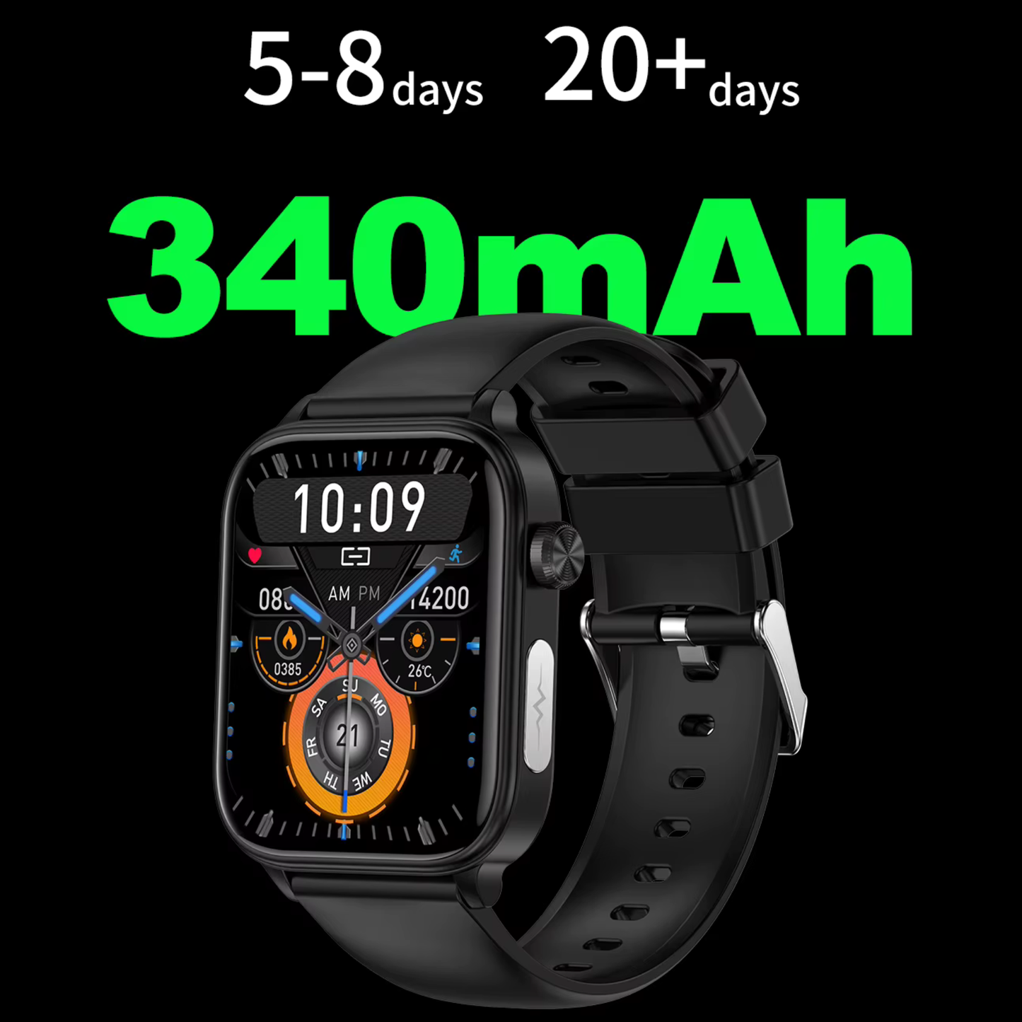 SOS Fall Detection Watch for Elderly | Emergency Call + GPS Tracking + Heart Rate & Blood Pressure | GlucoCare