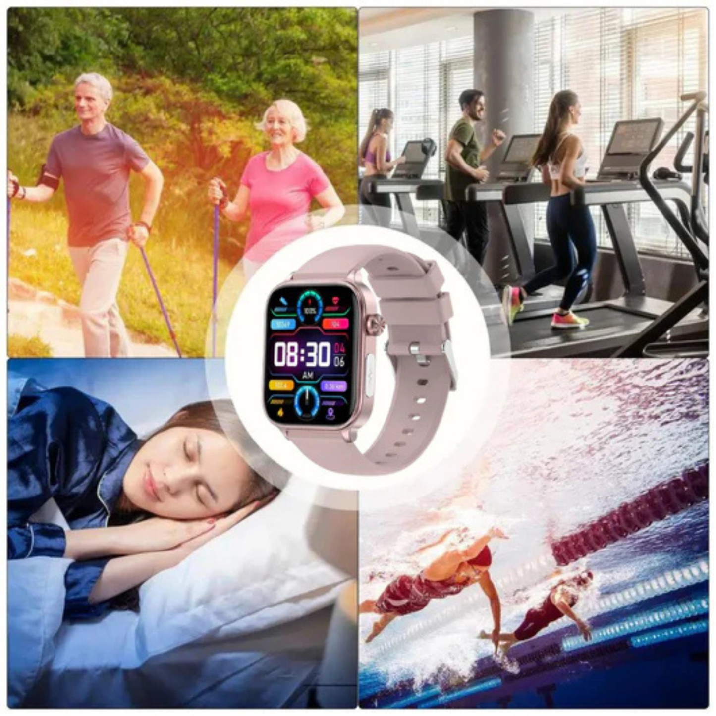 SOS Fall Detection Watch for Elderly | Emergency Call + GPS Tracking + Heart Rate & Blood Pressure | GlucoCare