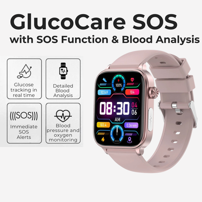 SOS Fall Detection Watch for Elderly | Emergency Call + GPS Tracking + Heart Rate & Blood Pressure | GlucoCare